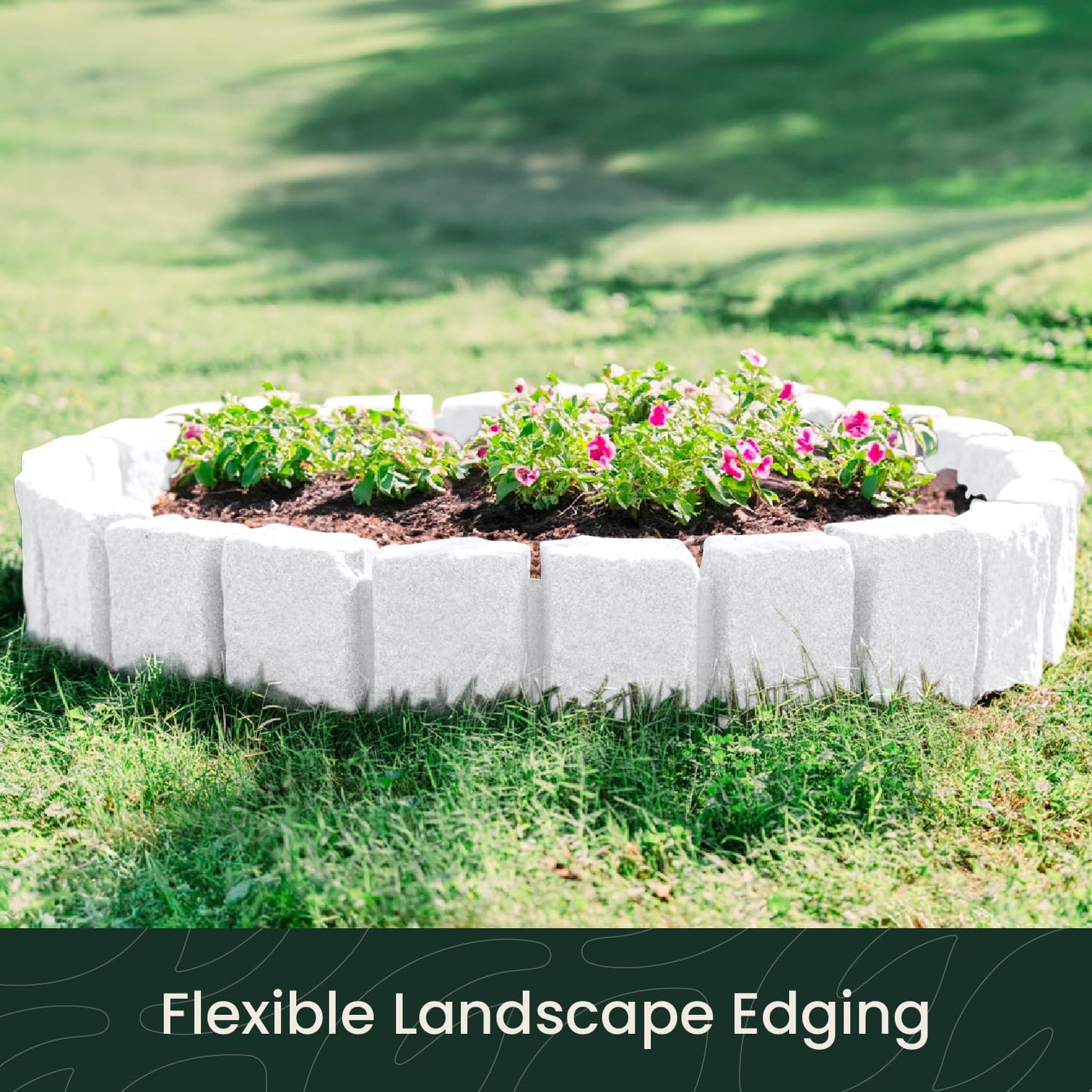 Beuta Landscape Edging | Garden Edging Border | Faux Stone Block XL for Lawn Edging, Flower Beds & Yard Edging – 1 Pack | Each Section Has 6 Blocks 48" L x 4" W x 9.5" H | 3 Spikes | Limewash