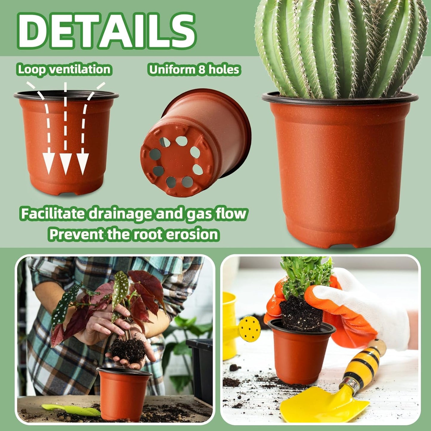 200 PCS Plastic Nursery Pots,4 Inch Seedling Starting Pot with Holes,Flower Plant Container for Succulent,Seed,Cuttings,Transplanting