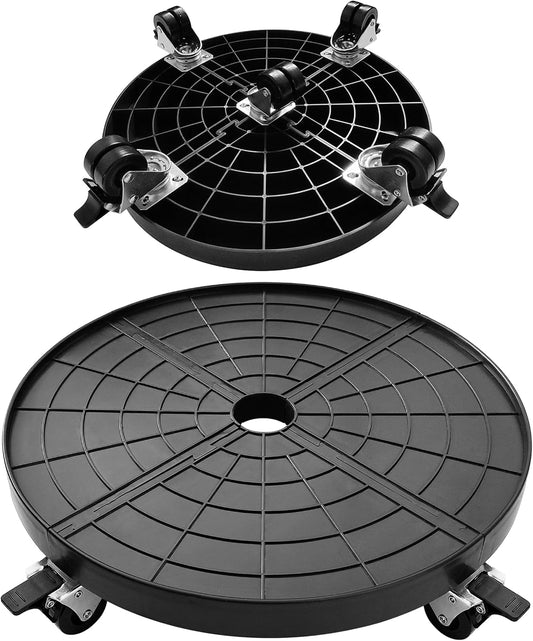 16 Inch Plant Caddy with Wheels Outdoor Indoor 2 Pack, Large Rolling Plant Stand for 500lb Heavy Duty Flower Pots, Round Plant Rollers Lockable Potted Planter Dolly, Black
