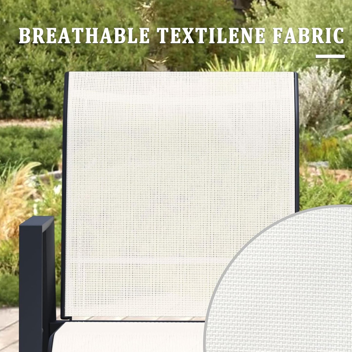 Outdoor Patio Chairs Set of 4, Oyster Beige Stackable Outdoor Chairs, Lightweight Patio Set with High Back, Metal Dining Chair for Lawn, Garden, Yard and Deck