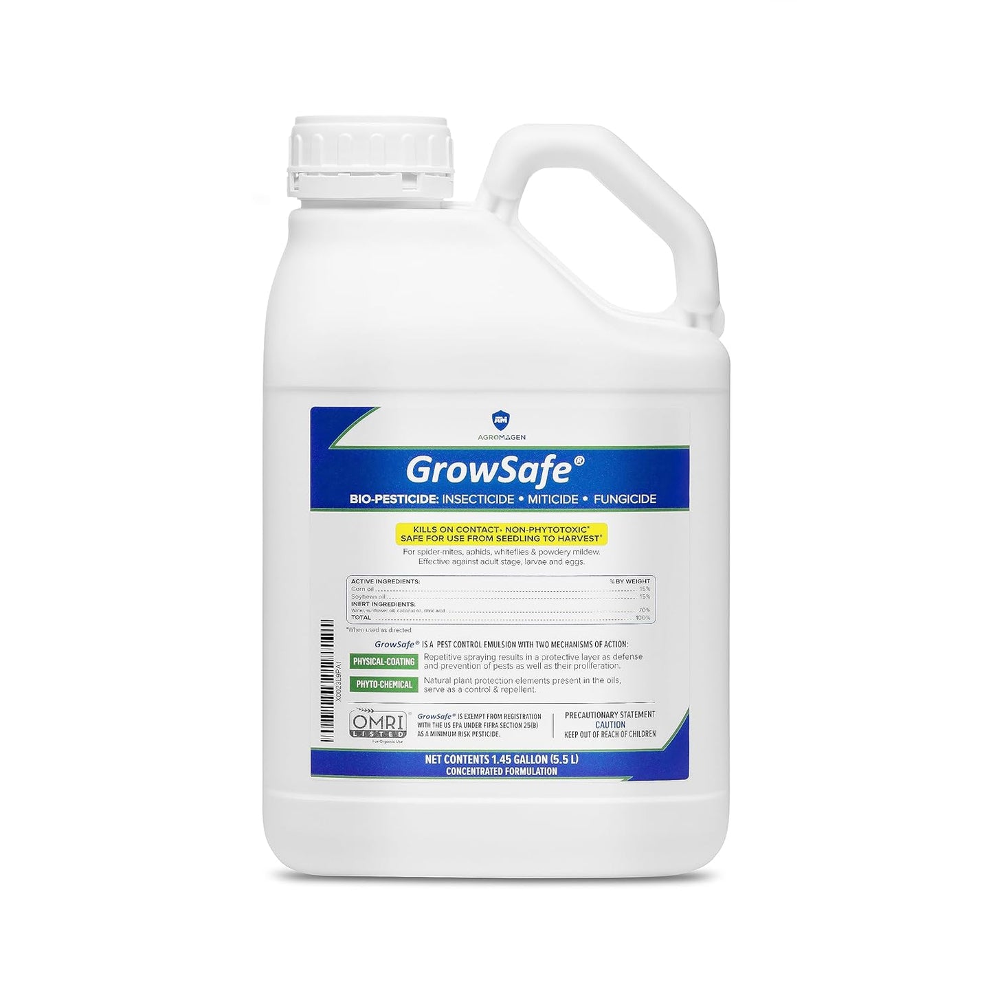 GrowSafe Bio-Pesticide, Organic and Natural Miticide, Fungicide and Insecticide (1.45 Gal)