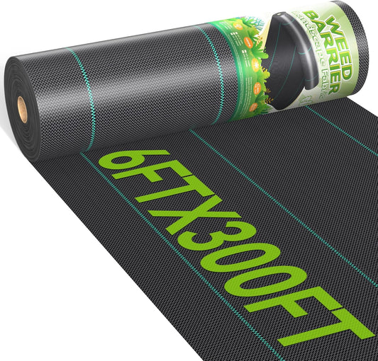 6ftx300ft Weed Barrier Landscape 3.2oz Fabric Heavy Duty, Woven Weed Control Cloth, Woven Geotextile Fabric for Underlayment, Gardening Ground, Commercial Driveway Weed Block Cover Mat