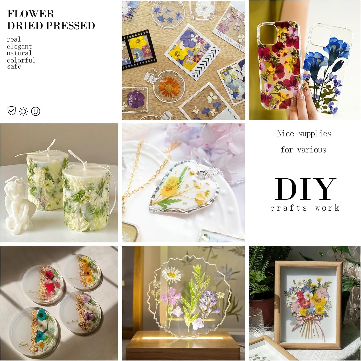 106Pcs Big Dried Pressed Flowers for Resin, Assorted Real Natural Bulk Dry Floral Leaves for DIY Art Crafts, Epoxy Molds, Jewelry, Soap, Candle Making, Nails Decors