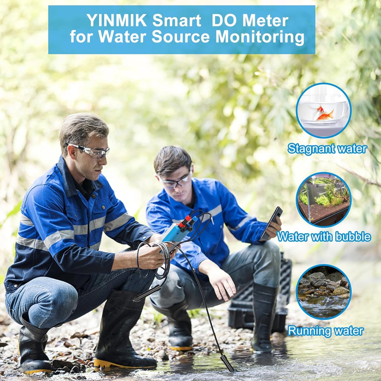 Handheld Dissolved Oxygen Meter, Smart DO Meter with Salinity and Altitude Compensation, Portable 6 in 1 pH DO SALT EC TDS Tester for Koi pond Aquaculture Environment Monitor Scientific Brewing