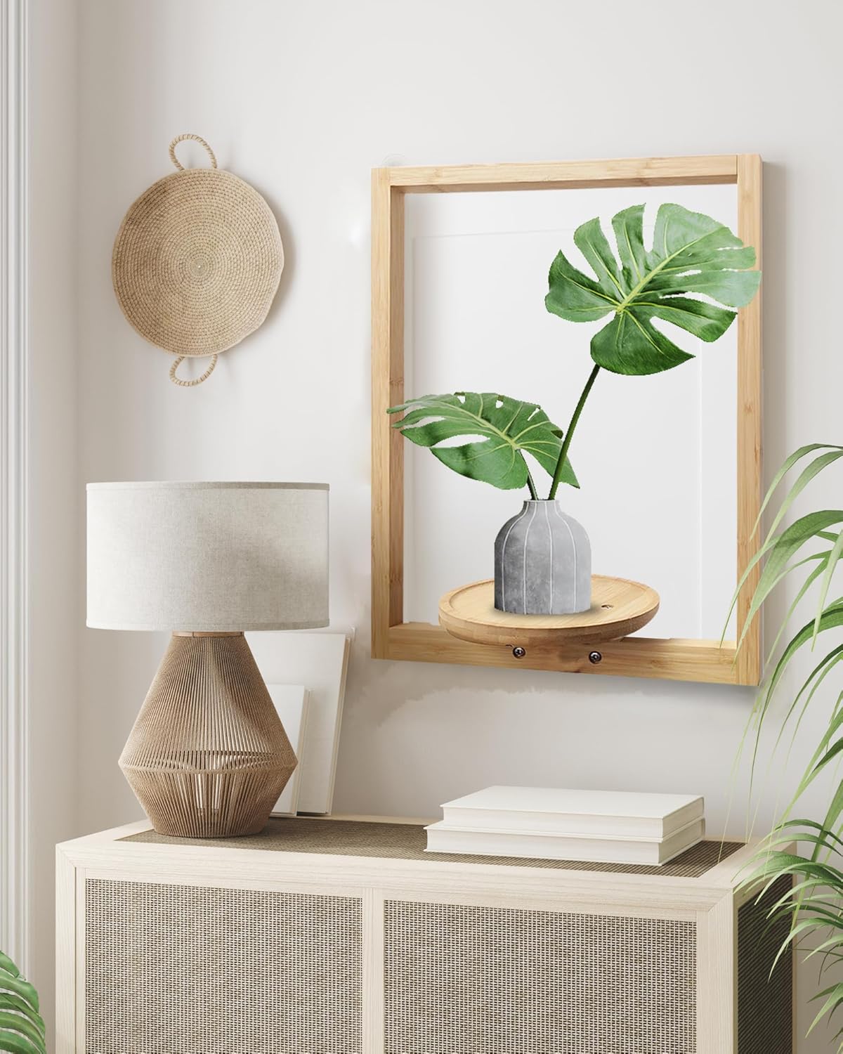 yadoker Wall Planters for Indoor Plants,Bamboo Hanging Plant Holders, Wall Decor Plant Stand, 1-Pack Window Plant Shelves for Living Room & Entryway