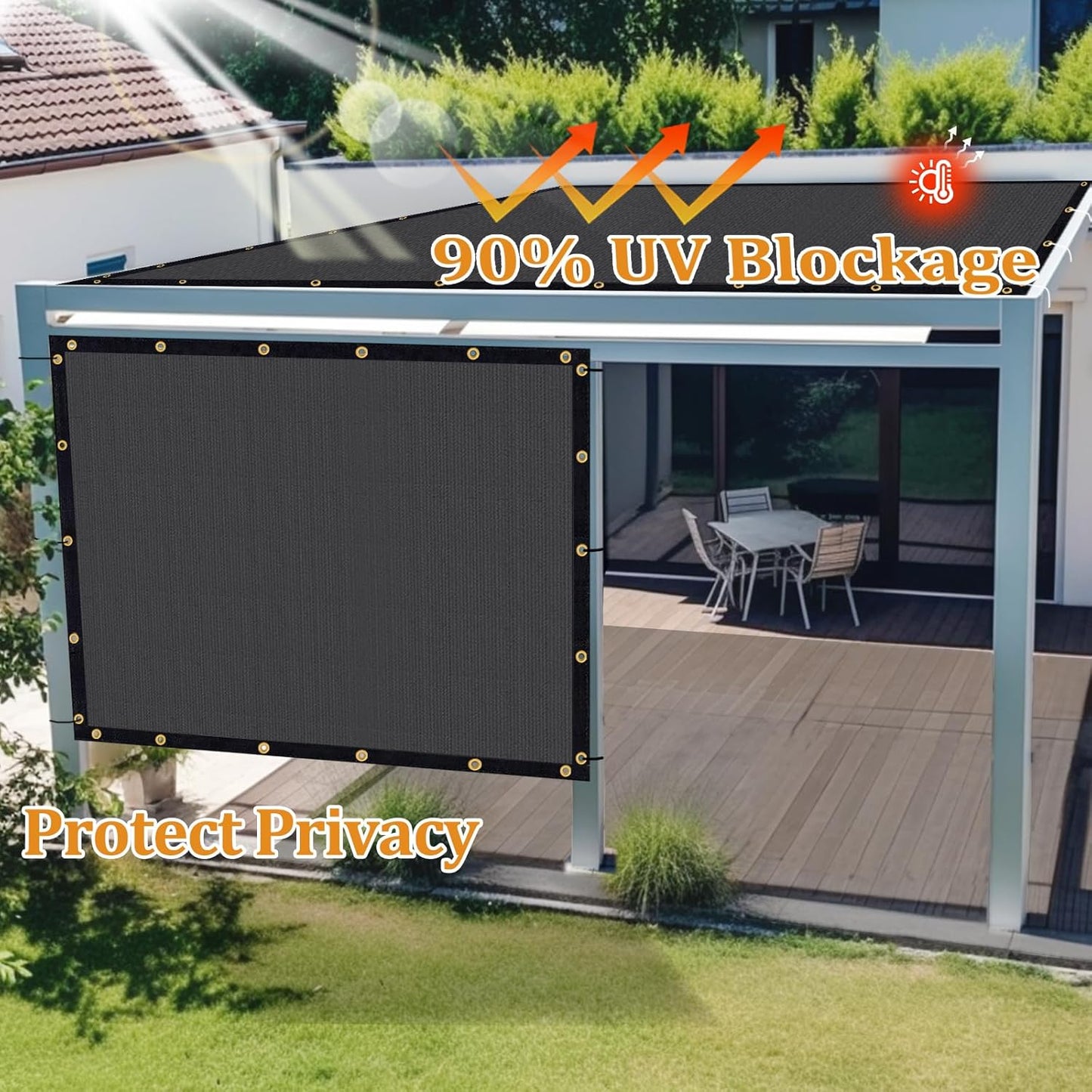 Shade&Beyond Customized Size 22' X 24' Shade Cloth with Grommets, 90% UV Protection UV Protection Mesh Tarp Sun Screens for Patio GN01, Dark Gray