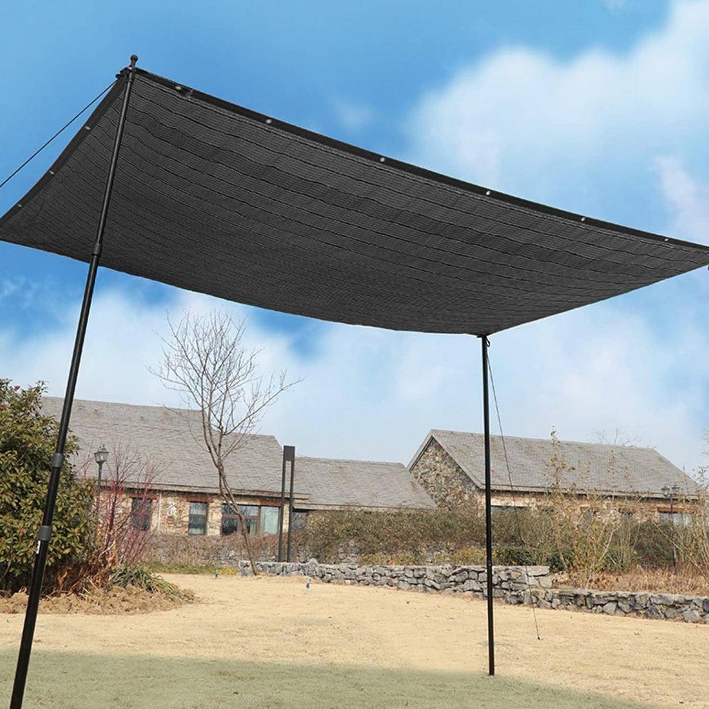winemana 50% Black Shade Cloth, 10 x 12 FT Durable Mesh Tarp with Grommets, Garden Sunblock Shade Cloth Shading Antifreezing for Plants Cover, Greenhouse, Barns Kennel, Patio, Tomatoes