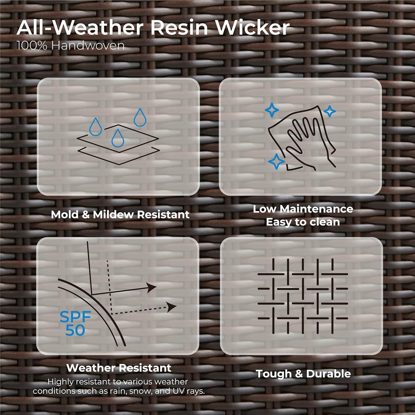 CHITA Patio Wicker Chair, 360° Rocking Swivel Outdoor Rattan Chair with Thickened Cushions for Backyard, Poolside, Garden or Porch