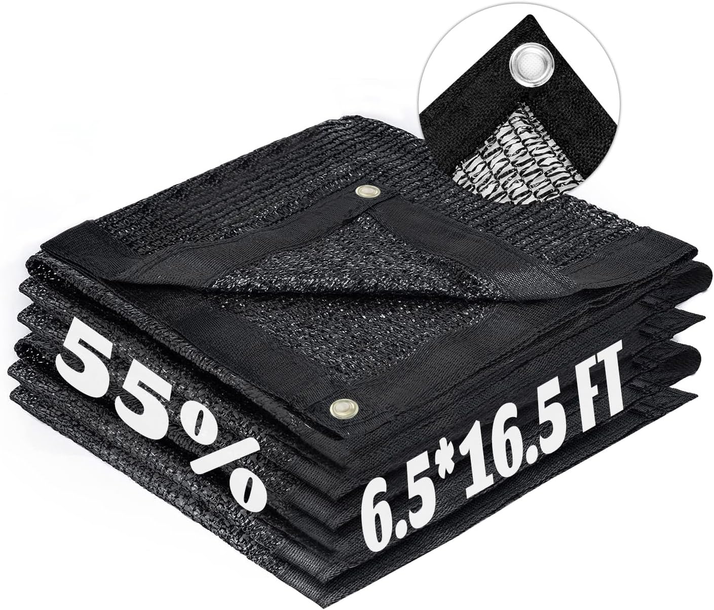 LOVE STORY 6.5x16.5FT 55% Black Shade Cloth Sun Shade Net with Grommets Sunblock Net Mesh Tarp for Garden,Plants Cover,Greenhouse and Patio