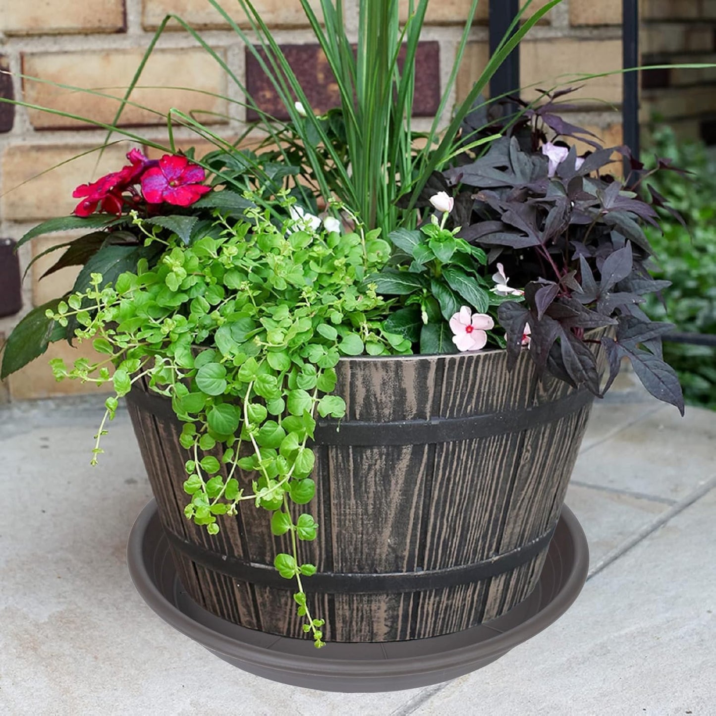 2 Pack of 19 inch Plant Saucer, Large Plant Tray, Heavy Sturdy Plant Drainage Tray for Indoors, Bird Bath Bowls, Sturdy 18 inch Plastic Pot Tray for Planter (Brown)