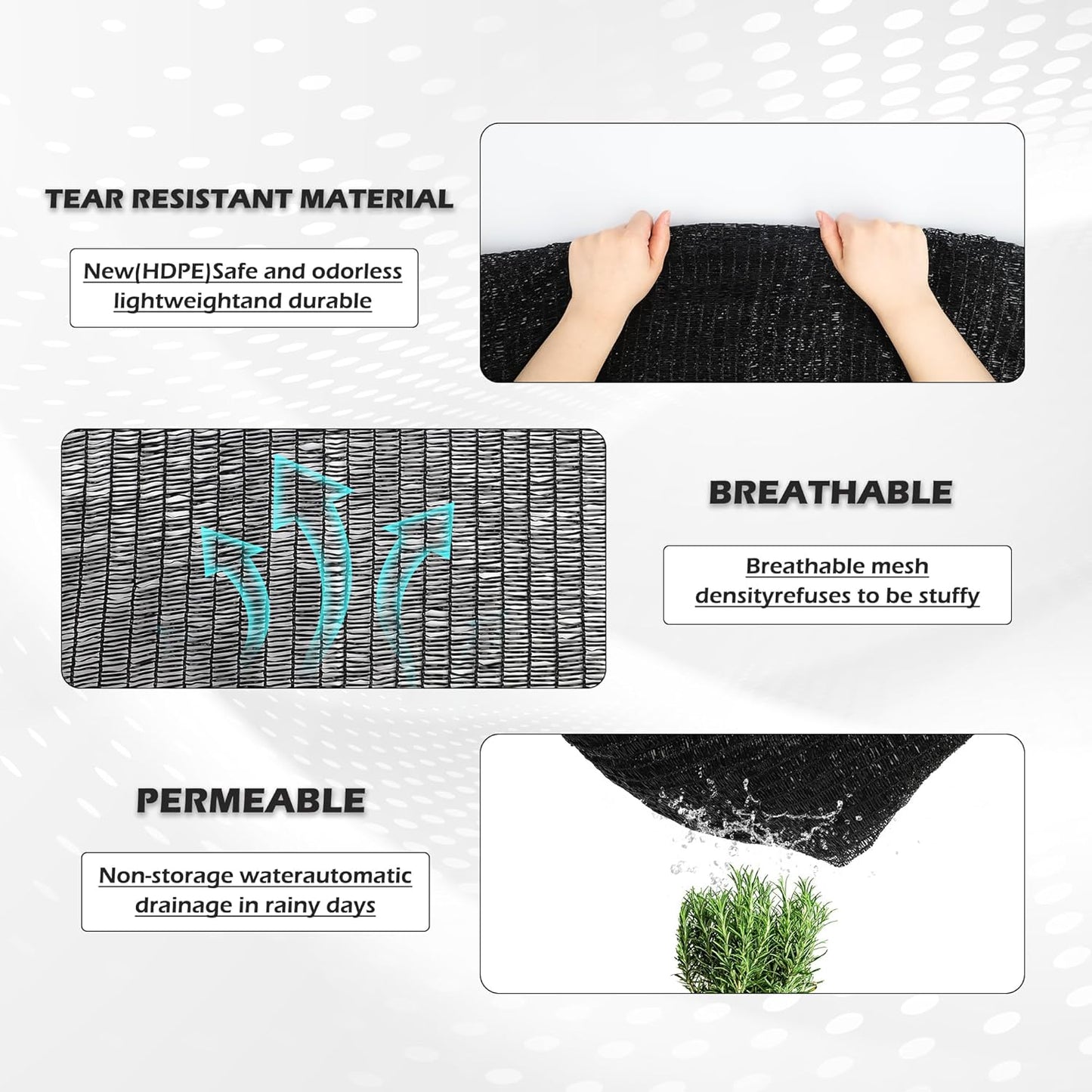 Garden expert 50% Sun Shade Cloth 10x20ft Mesh Tarp with Grommets for Plant Cover Patio Canopy Garden Pergola Greenhouse Car Barn Kennel Black