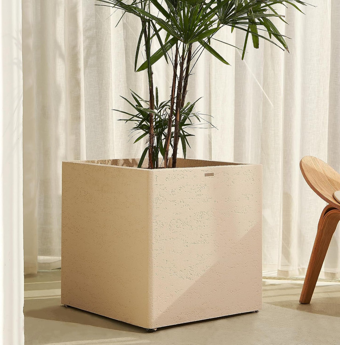 20 Inch Square Concrete Planter（20Lx20Wx20H，48 Pounds）,Durable All-Weather Use with Drainage Holes,Large Square Planter for Outdoor Indoor Plants