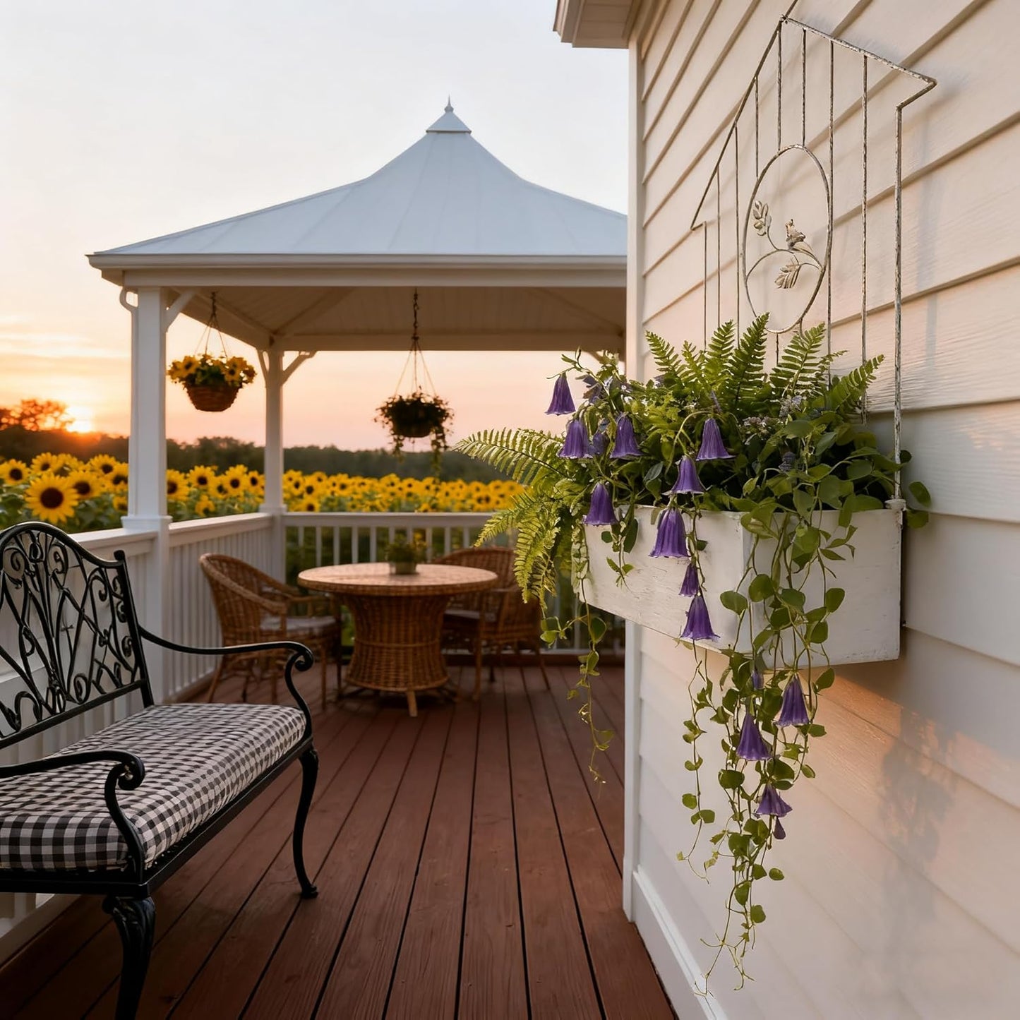 Rustic Metal Wall Planter Country Garden Wall Hanging Mount Vase Pocket Outdoor Vintage Hanging Pot Farmhouse Wall Decor for Plants Flowers (White - Large)