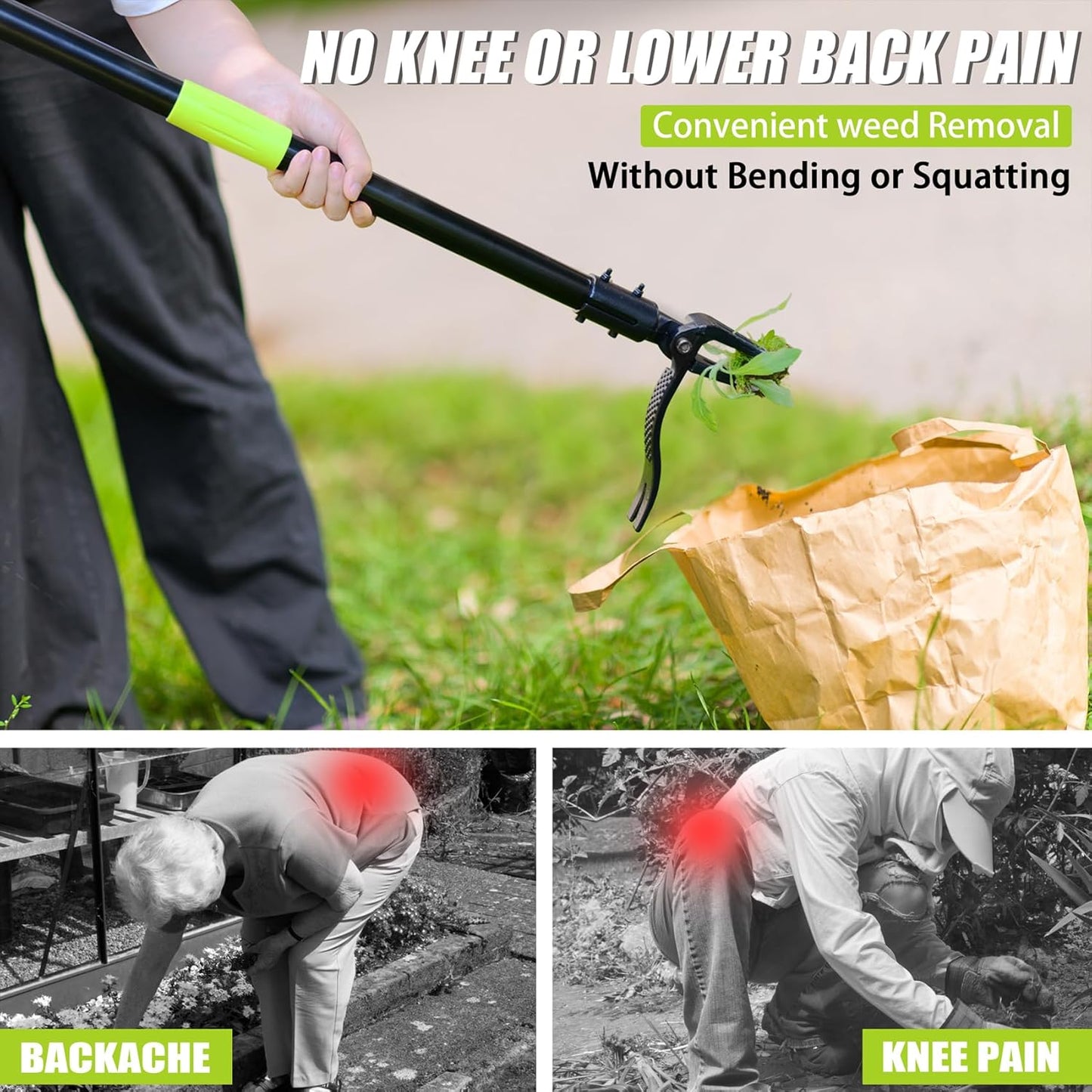 4-Claw Stand-Up Weeder Puller with 50" Long Handle, Dandelion Weed Puller Tool,Heavy Duty Weed Puller for Garden & Lawn Care, Easily Weed Removal Without Bending or Kneeling