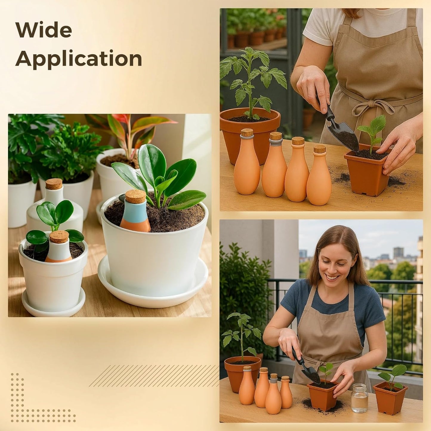 4 Pcs Terracotta Self-Watering Spikes for Outdoor Plants, Large Ceramic Watering Spikes with Cork Stopper, Ideal for Garden, Reduces Water Waste, Includes Green, Blue, Pink, and Orange Spikes