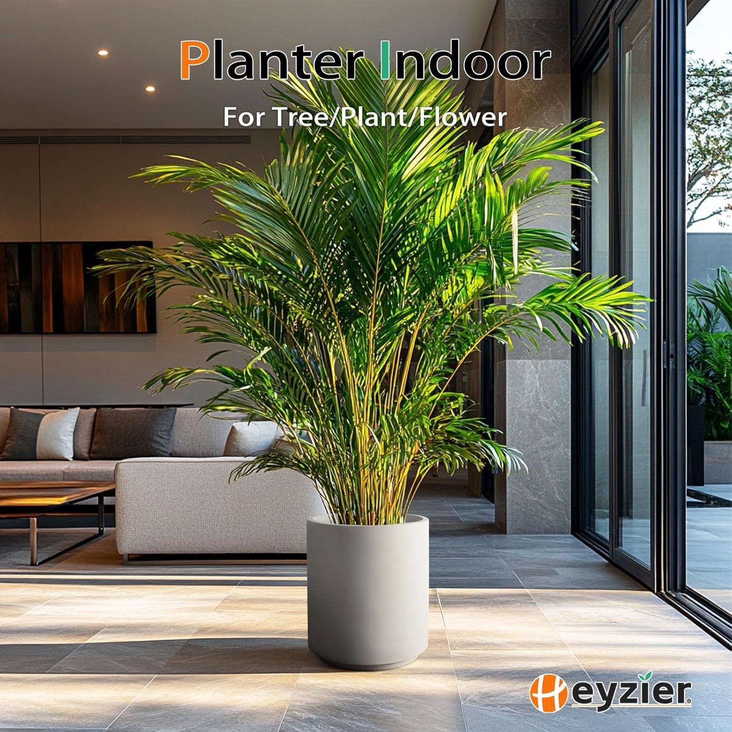 Round Concrete Planter Outdoor Indoor, Large Cement Plant Pots for Flowers (Gay, 16 inch)