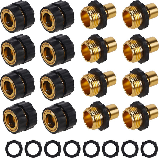 Biswing 3/4 Inch Garden Hose Quick Connector, Aluminum Male and Female Quick Connect Garden Hose Fittings, Quick Release Water Hose Connector Fitting (8 Pack)