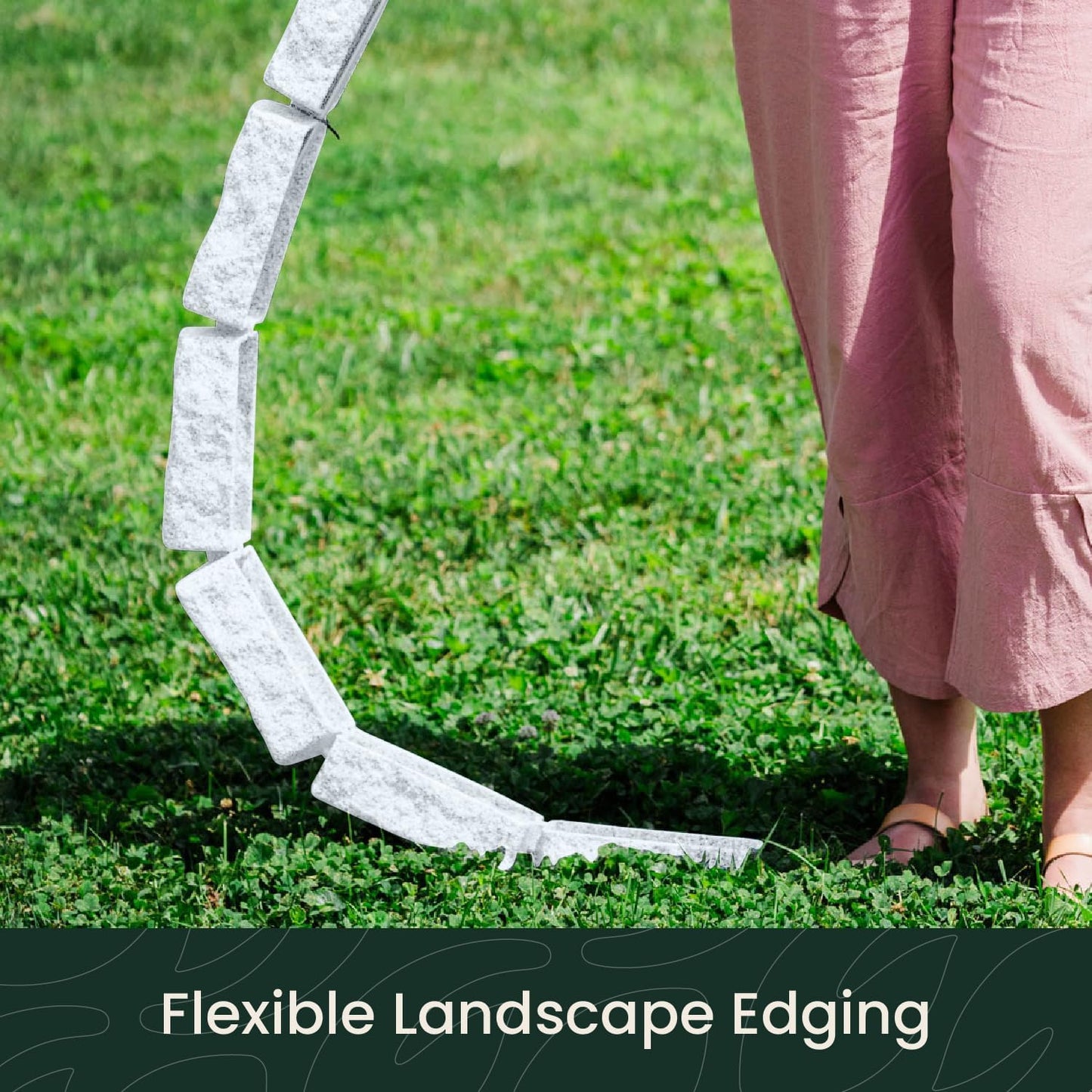 Beuta Landscape Edging | Garden Edging Border | Faux Stone Bricks for Lawn edging, Flower beds, Pathways & Yard Edging– 10 Packs | Each Section Has 6 Bricks 48"L x 4"W x 2.25"H | 30 Spikes |Limewash