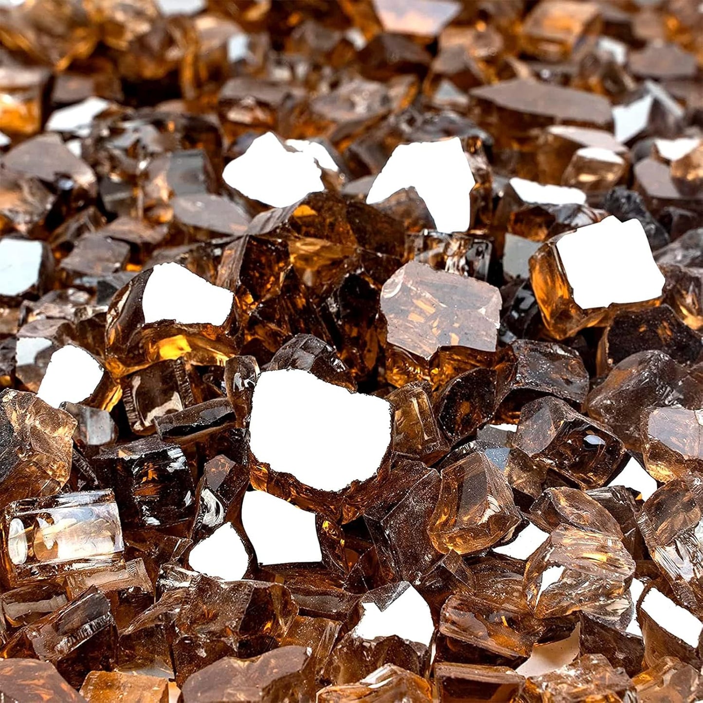 Mr. Fireglass 20 Pounds Copper Reflective Fire Glass, 1/2 Inch High Luster Reflective Tempered Glass Rocks for Fire Pit Table Fireplace and Landscaping, Decorative Propane Gas Fireplace Glass Rocks