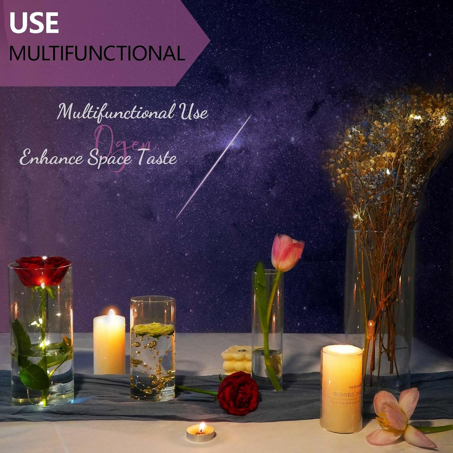 30pcs Glass Vase Cylinder Vases for Centerpieces Small Flower Glass Clear Vases Home Decor Centerpiece Table Flower Vase Decorations for Wedding Decoration＆Holiday Mixed Sizes Tall