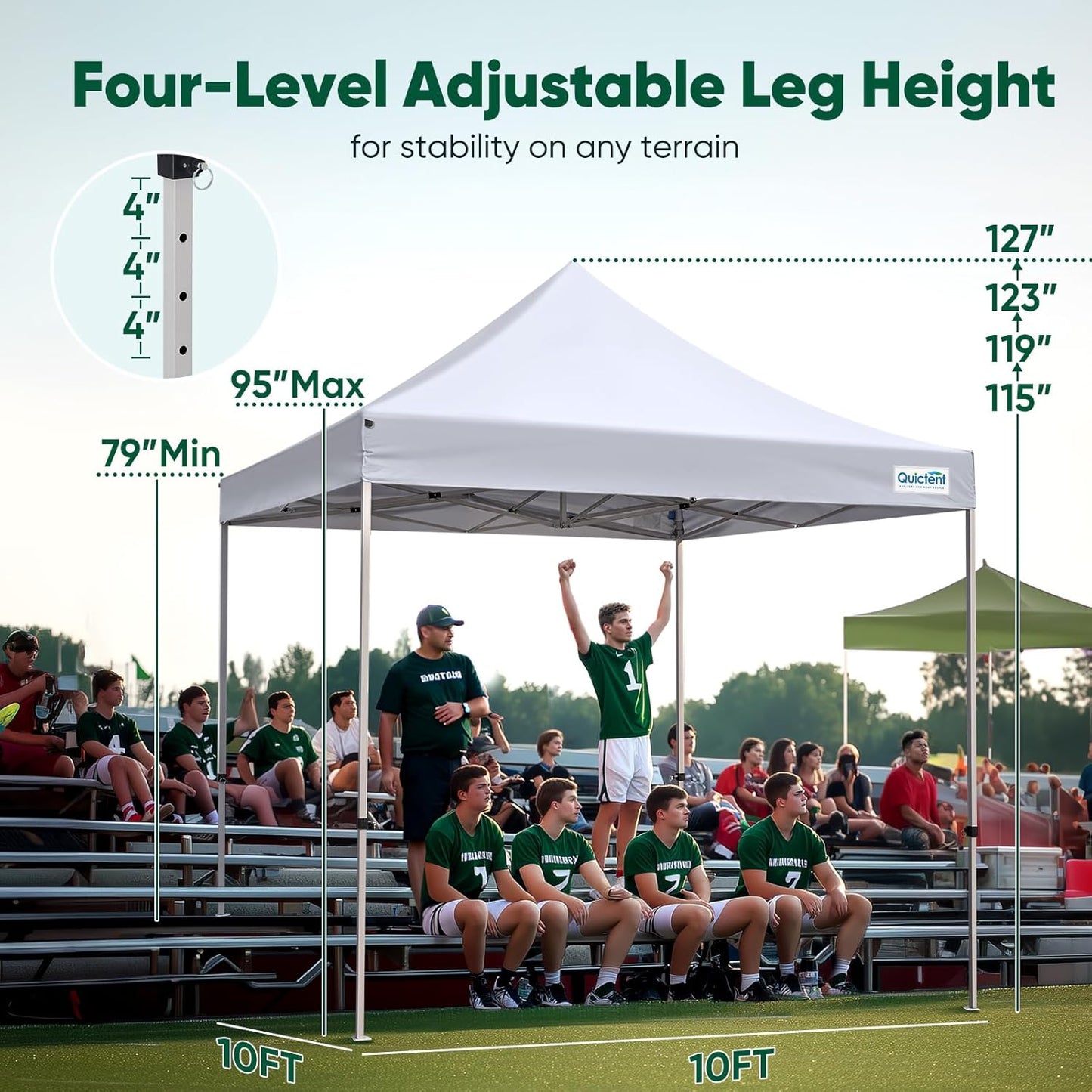 Quictent 10x10 Heavy Duty Pop Up Canopy Tent- Easy up Outdoor Commercial Canopies, Waterproof, 11ft Interior Height, Easy Setup, Includes Sand Weight Bags and Wheeled Carry Bag