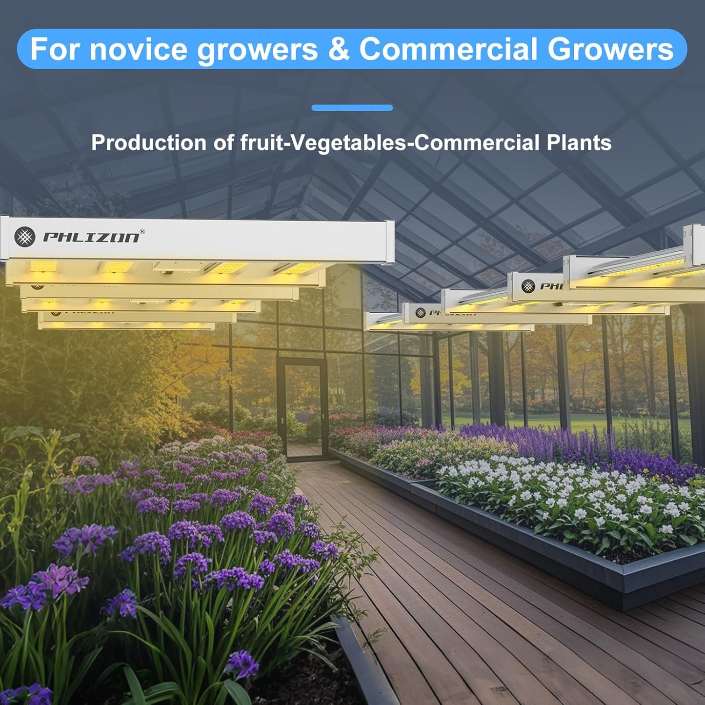 Phlizon Pro 2000 240W LED Grow Light 3x3ft 4x4ft Full Spectrum LED Grow Lights with 1152pcs SMD Led 2.8 µmol/J Dimmable Daisy Chain Plant Grow Lamp for Indoor Plants Veg and Bloom