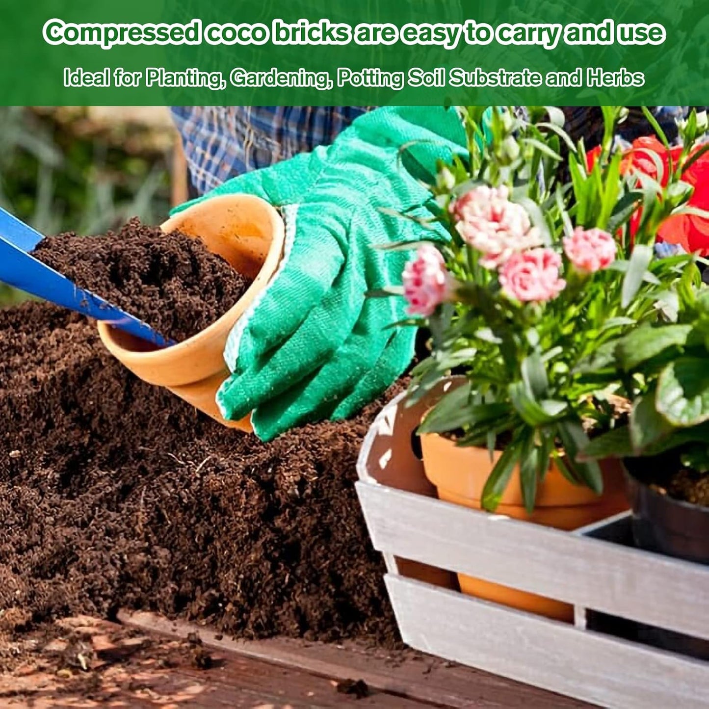 Legigo Pack of 5 Organic Coco Coir Bricks- 100% Natural Compressed Coco Peat Brick Coconut Fiber Substrate with Low EC& pH Balance, Coir Plant Soil Enhance Root Growth for Herbs, Flowers, House Plants