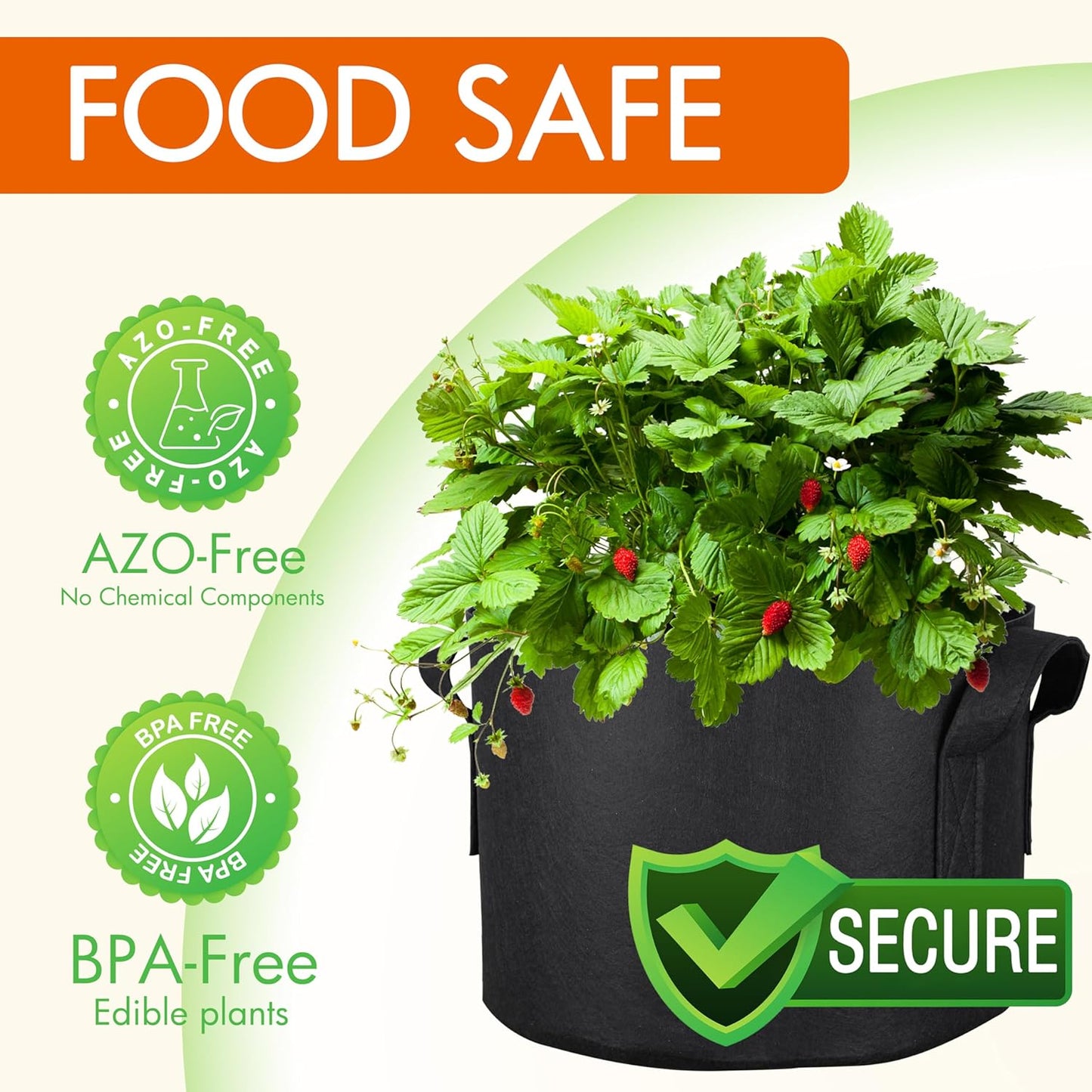 Gardzen 20-Pack 10 Gallon Grow Bags, Aeration Fabric Pots with Handles, Heavy Duty Plant Bags for Plants