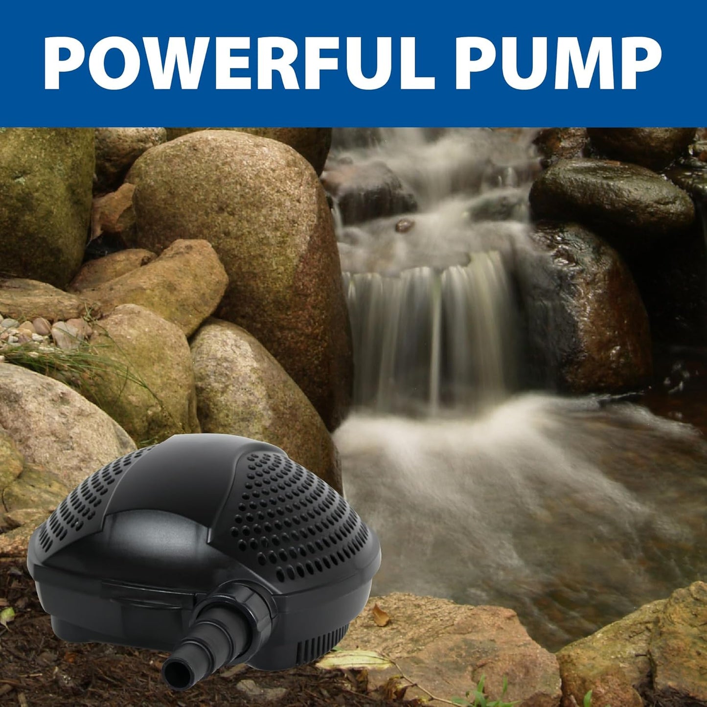 The Pond Guy SolidFlo G2 Submersible Pump for Small Ponds, Water Gardens & Waterfalls, Quiet, Durable, and Efficient Flow, Easy DIY Setup, 1250 GPH