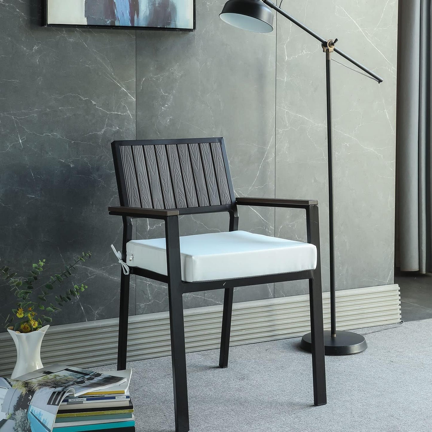 Patio Chair Cushions Non Slip Bottom Chair Pad with Ties Set of 2 Waterproof Square Outdoor Seat Cushion Replacement for Garden Swing Furniture 18x18 Inch, White