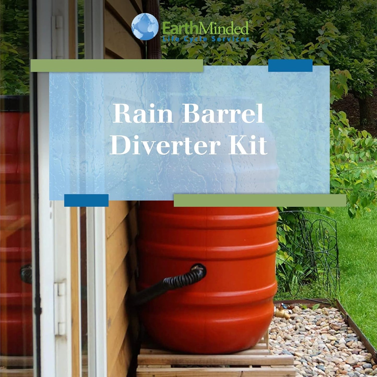 EarthMinded Rain Barrel Diverter and Parts Kit, 2 Pack - for 2 x 3 and 3 x 4 Inch Downspouts, Includes Spigot and Downspout Water Diverter - Convert Containers into Rain Barrels - RBK-0001