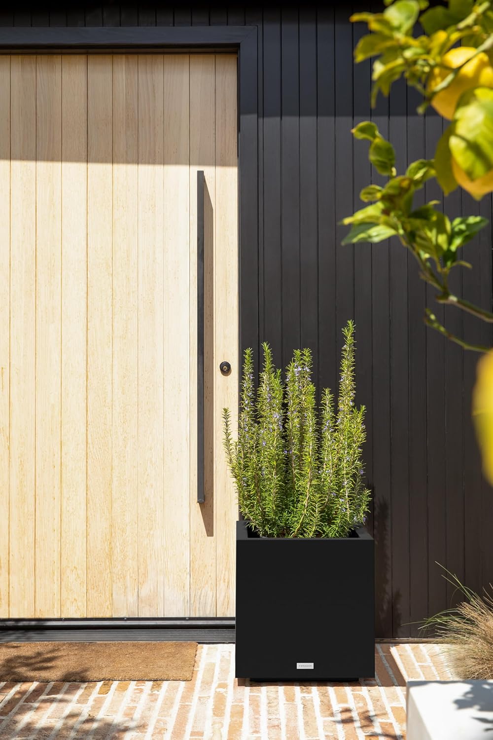 Veradek Block Series Cube Plastic Planter - Large Square Planter for Indoor or Outdoor Patio/Garden | Durable All-Weather Use with Drainage Holes | Modern Décor for Tall Plants, Trees, Flowers