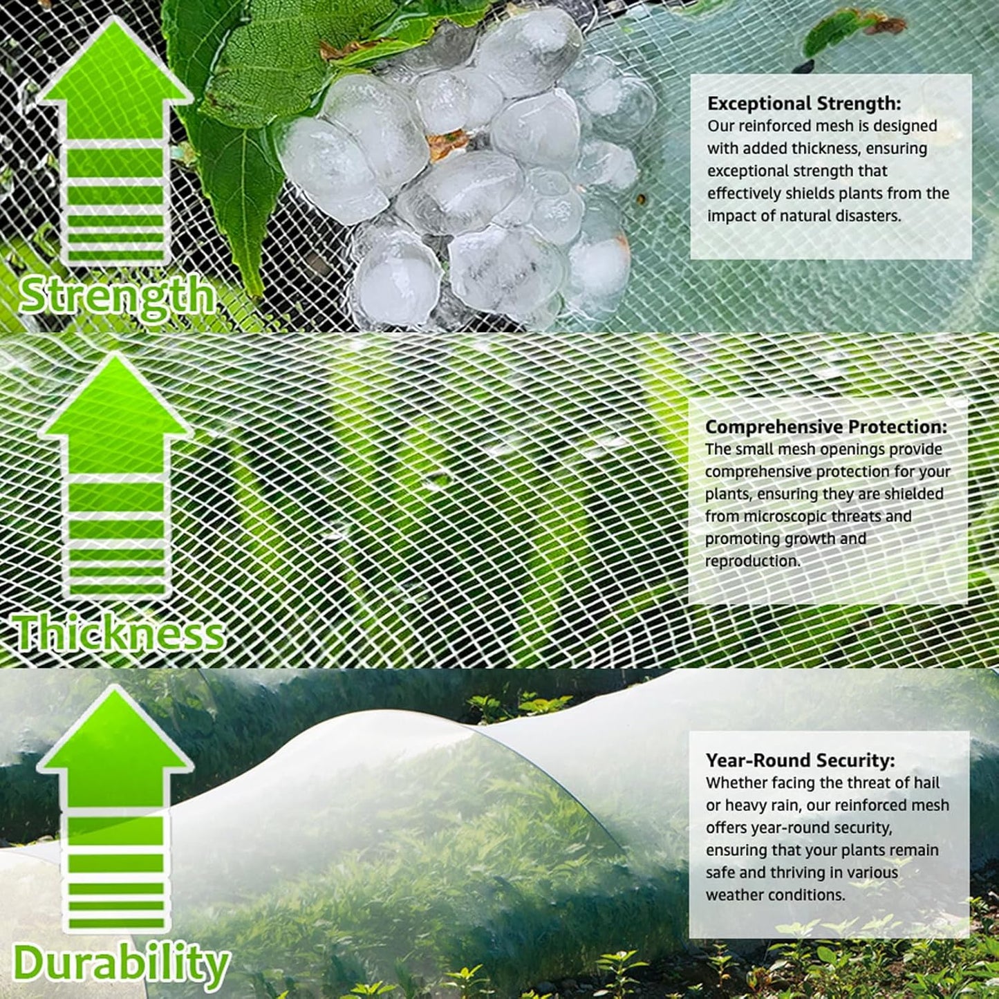 Garden Pest Barrier Netting, Insect Barrier Thickened Mesh Net Plant Covers 10x10Ft Ultra Fine Protection Netting for Vegetable Fruits Crops Row Cover Strawberry Raised Bed Bugs Out Screen Net