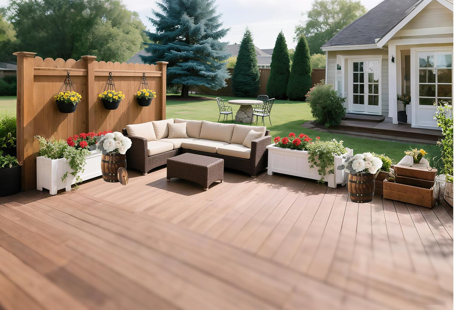 2 Pcs Wood Wine Barrel Vase 8" x 6.5" – Vintage Flower Vase Container Rustic Barrel Planter for Wedding Reception, Table Decoration, Home Indoor/Outdoor Garden, Kitchen, Party