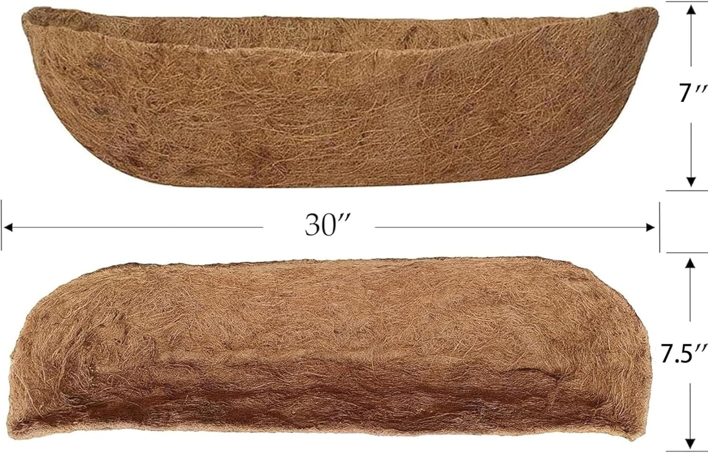 30 inch Replaceable Coco Liner for Railing Basket Horse Trough Coco Liner for Window Box, Coco Liner for Fence Flower Baskets 100% Natural Coir Liners for Basket(30 in / 4Pcs)