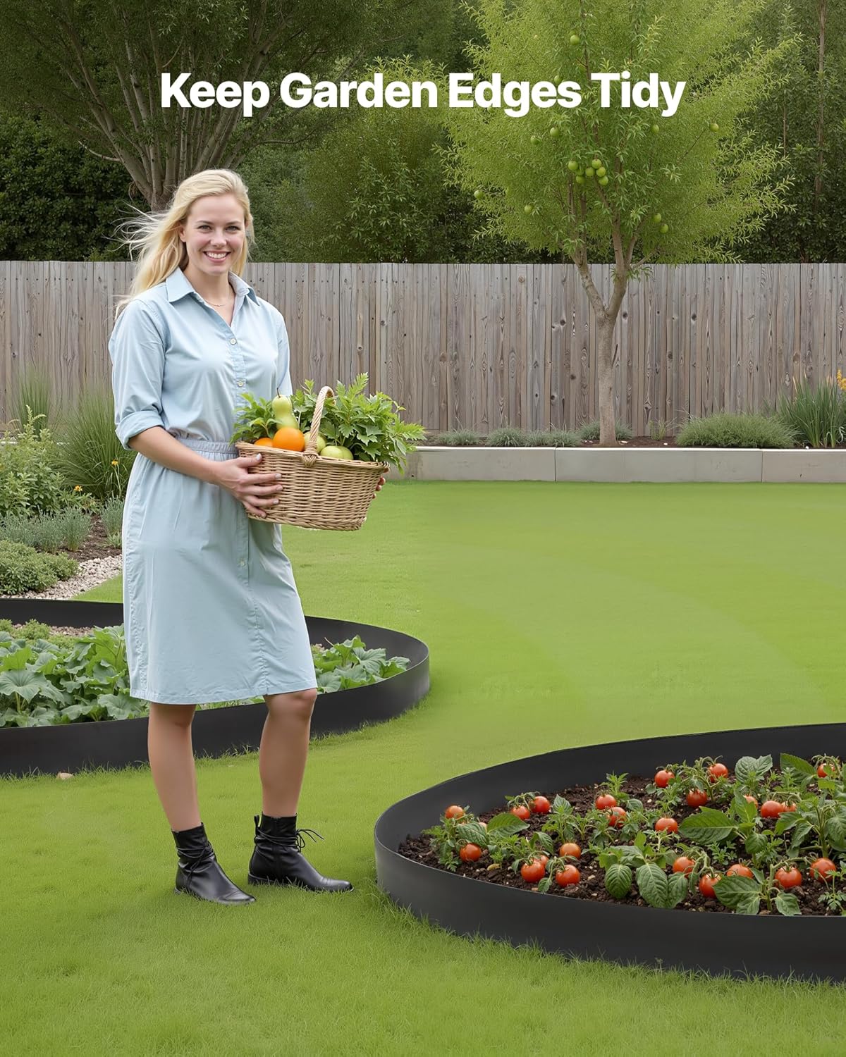 VEVOR Landscape Edging, 33 ft x 4 in Plastic Garden Border Edging with 30 Spikes & 2 Ground Stakes, No Dig, Flexible Lawn Edgings Roll, UV-Resistant Mini Fence Borders for Flower Beds Yard Paver