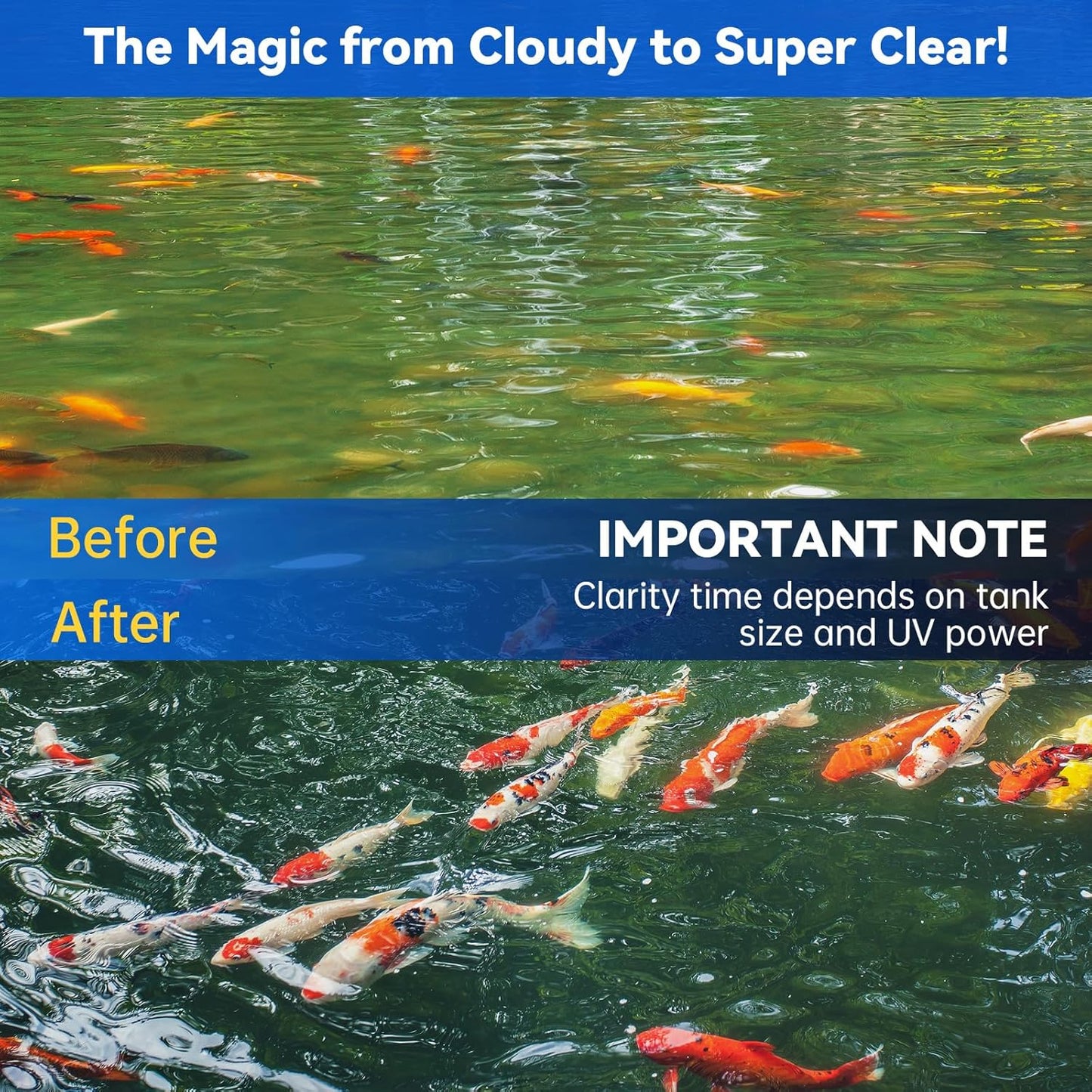 Pond UV Light for Fish Tank UV Pond Water Clarifier for 100-3000 Gallon UV Pond Filter for Outdoor Pond Swimming Pool and Spa Large Fish Tank UV Light Aquarium for Koi Pond Algae Control（42W）