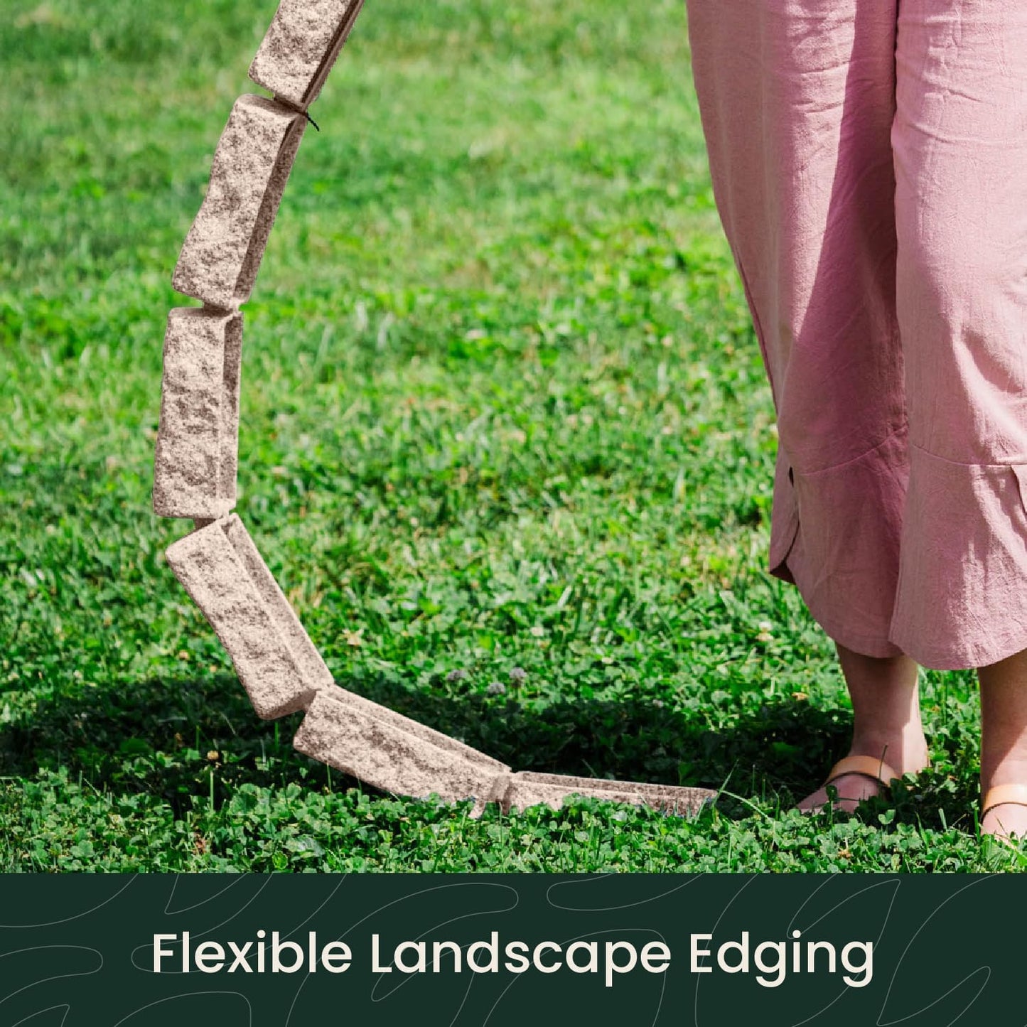 Beuta Landscape Edging | Garden Edging Border | Faux Stone Bricks for Lawn edging, Flower beds, Pathways & Yard Edging– 4 Packs | Each Section Has 6 Bricks 48"L x 4"W x 2.25"H | 12 Spikes |Cobblestone