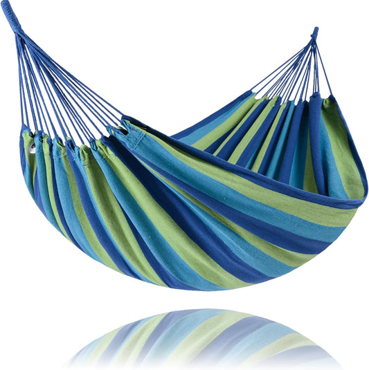 SUNCREAT Portable Tree Hammock, Double Hammocks 2 Person with Outer Bag, Blue Stripe