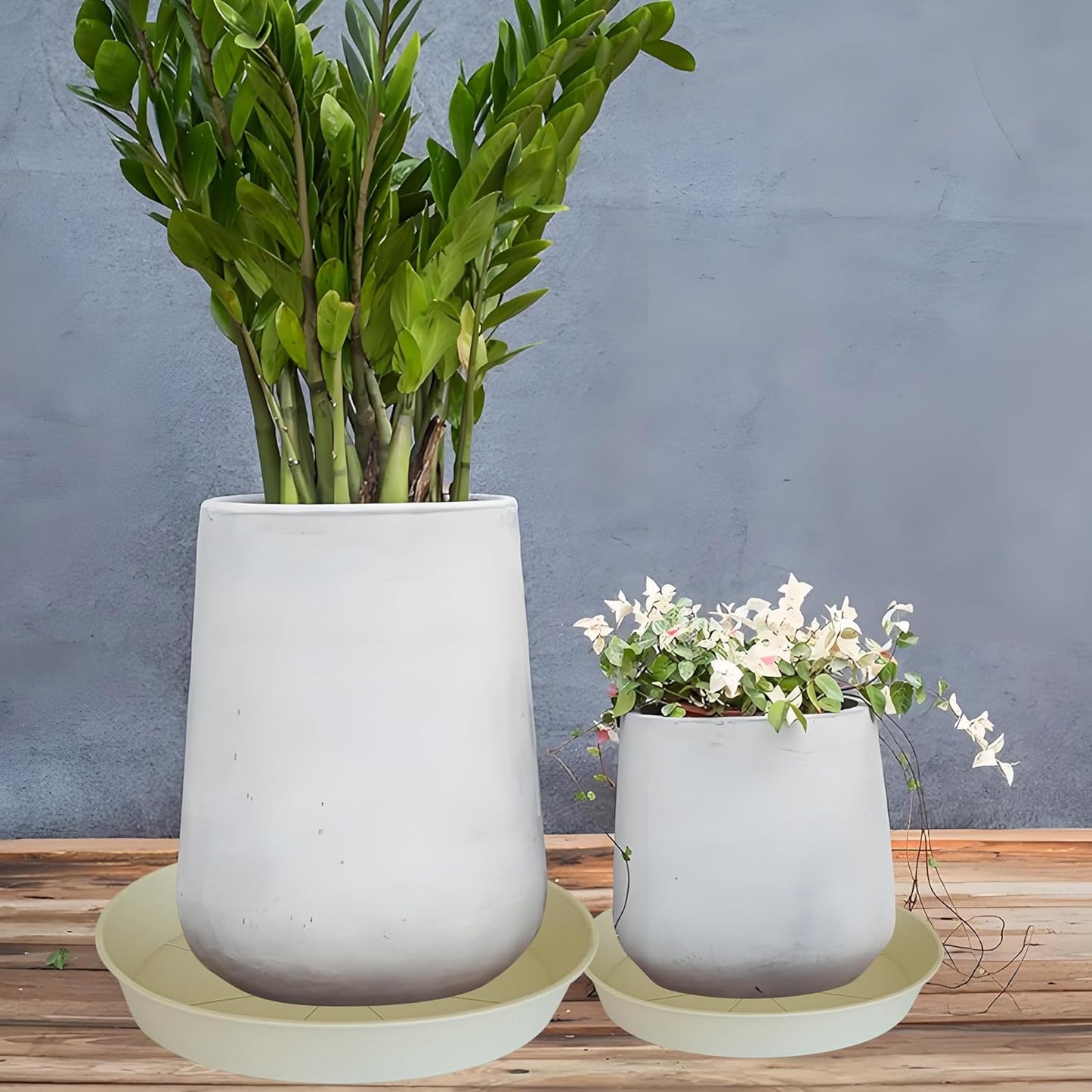 3 Pack of 20 22 inch Plant Saucer (19.2 Inch Base), 3.6" Depth Tray, Large Deep Garden Plastic Flower Planter Plant Trays for Indoors Outdoor Bath Bath (22", Beige)