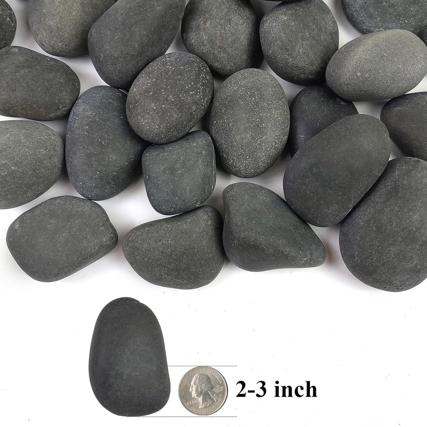 Black River Rocks for Landscaping, 2-3 Inch Natural River Rocks for Garden Beds, Potted Plants, Fish Tanks, DIY Pathway and Backyard Accent, Stones for Crafts, Walkways,(20lbs Bulk)