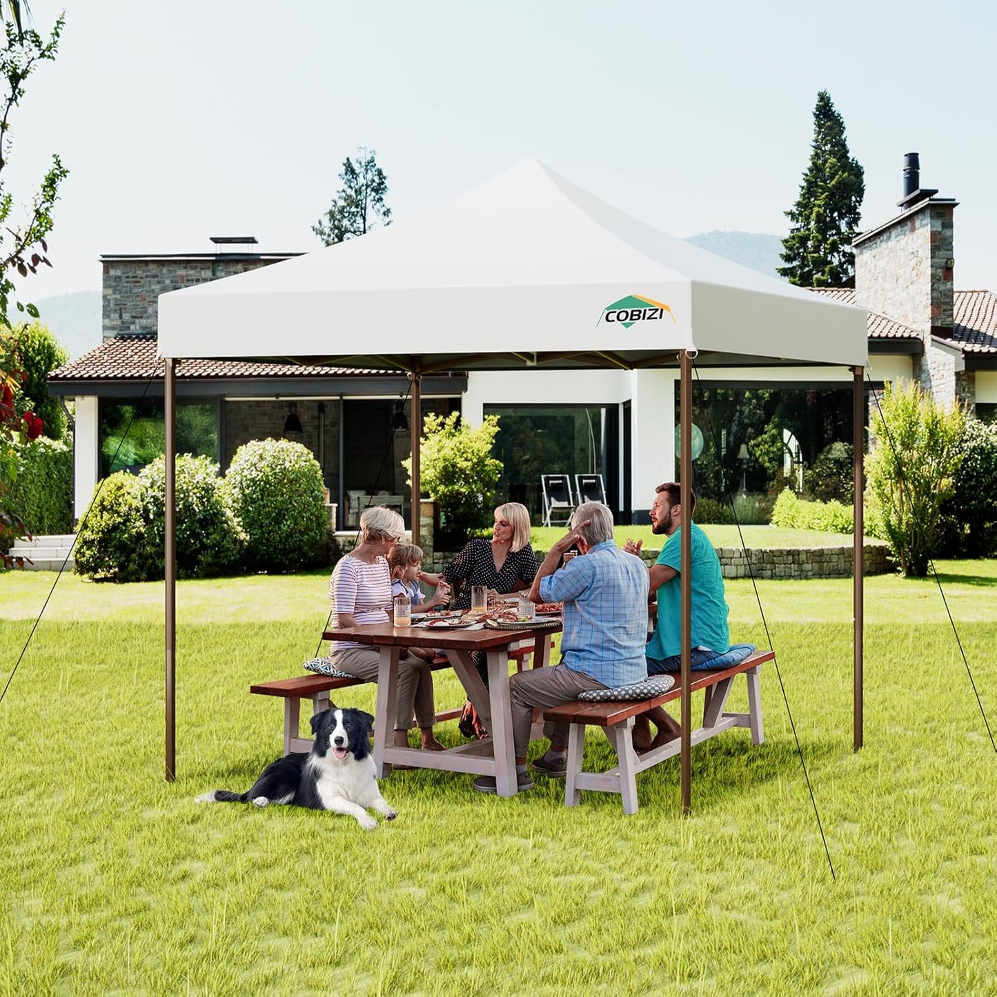 COBIZI 10x10 Pop Up Canopy Tent Heavy Duty with 4 Sidewall, Commercial Outdoor Easy Pop Up Gazebo for Party Wedding All Weather Waterproof UV 50+ with Carry Bag(Leg Upgraded),White