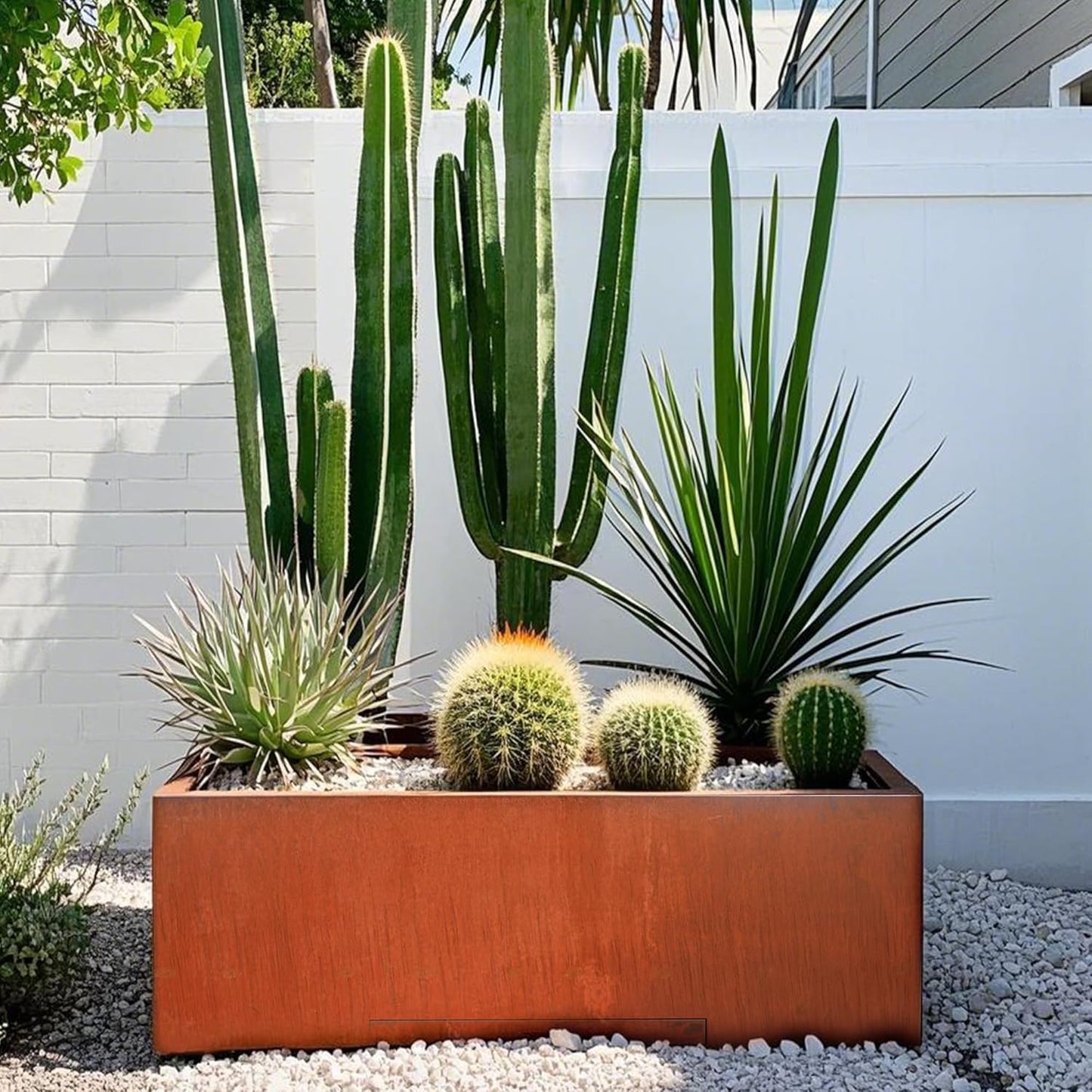 KOL Corten Steel Rectangular Planter Box - 36" Lx12 Wx16 L. Pre-Rusted Weathering Steel Planter, Heavy Duty Rustic Finish Tall Metal Plant Pot, Industrial & Residential Indoor Outdoor Use,Rusty