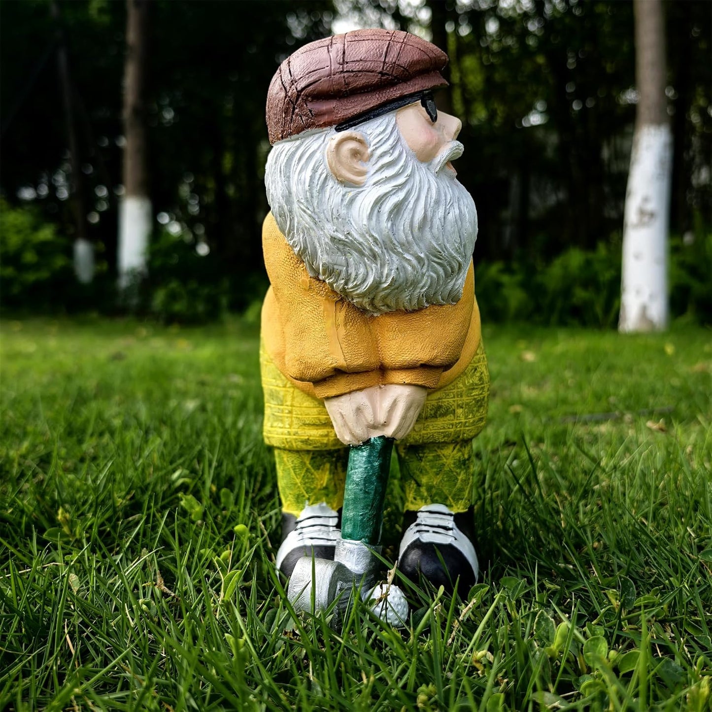 Garden Golfing Gnome Statue Decorative, Adorable Flower Bed Decor Gnome Sculpture for Patio Lawn,Yard Patio Art Decor Dwarf Figurines Table Ornament
