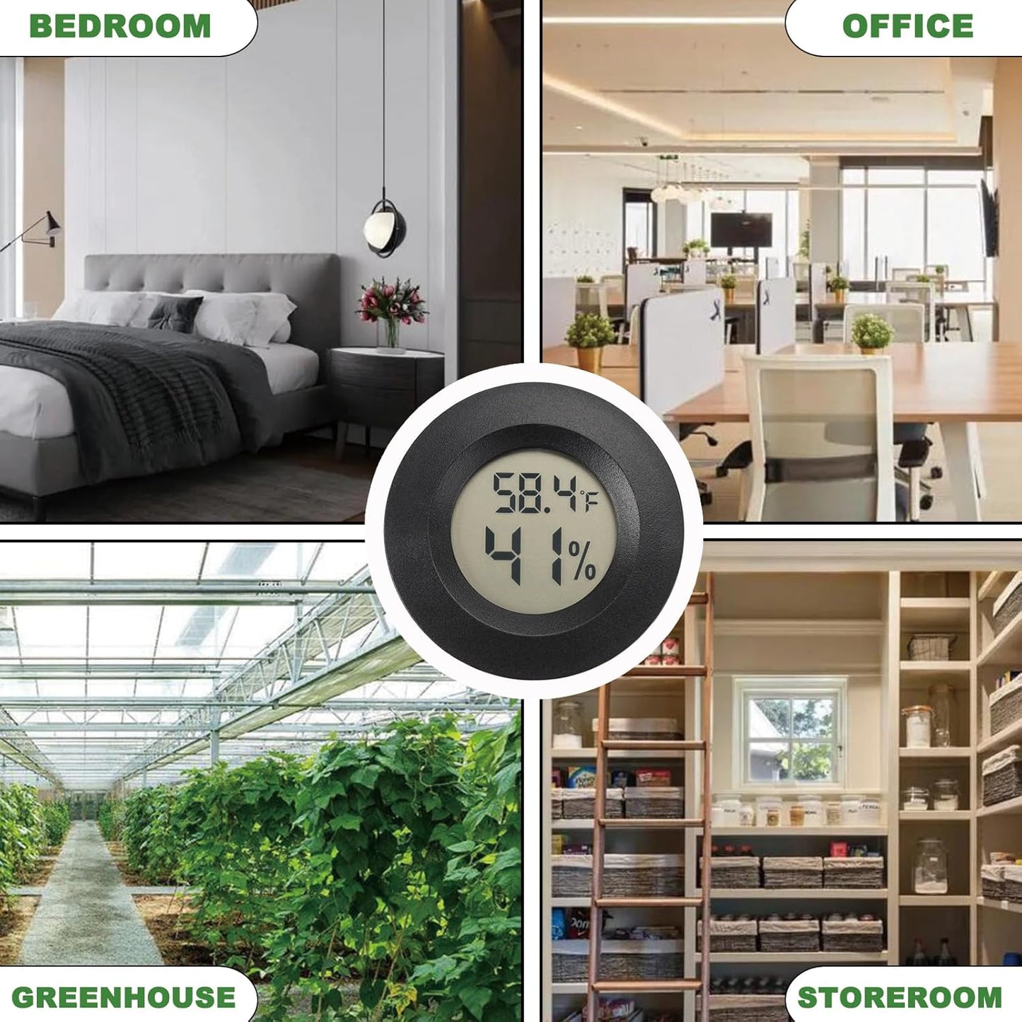 Mini Hygrometer Thermometer Digital Humidity Meter Indoor/Outdoor Humidity Monitor Reptile Thermometer for Humidors Greenhouse Garden Cellar Fahrenheit(℉)/ Celsius(℃) 2 Pack