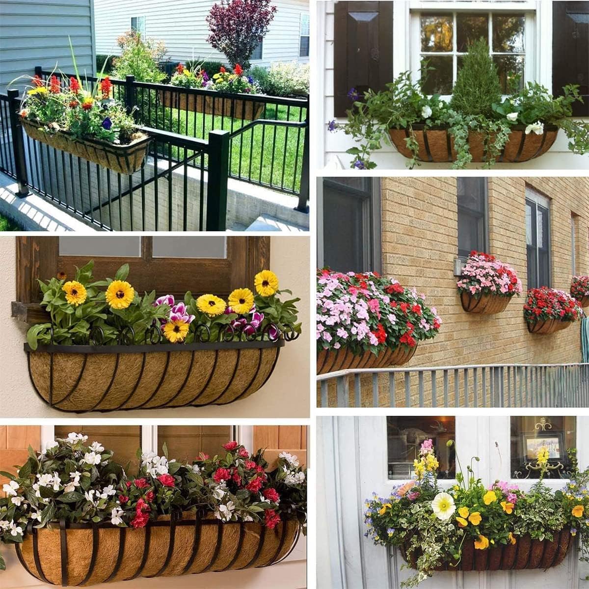 2pcs Trough Coco Liner 30 inch Wall Planter Replaceable Coco Liner for Window Box, Fence Flower Baskets-