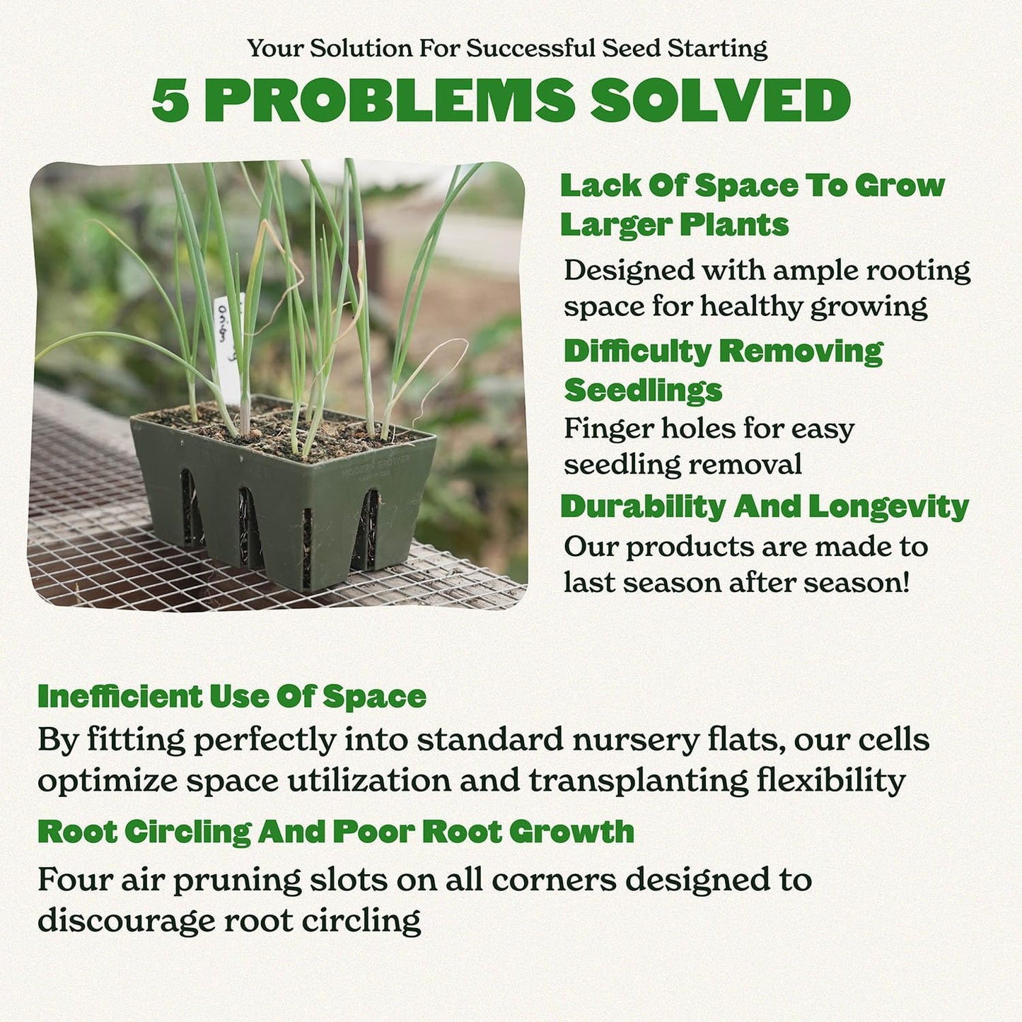 Epic Gardening Reusable Seed Starter Tray - 6 Cell/24 Seedling Starter Trays - Easy Watering, Indoor Greenhouse, Plant Starter, Gardener-Friendly for Seedlings | UV-Treated & BPA-Free - Sage Green