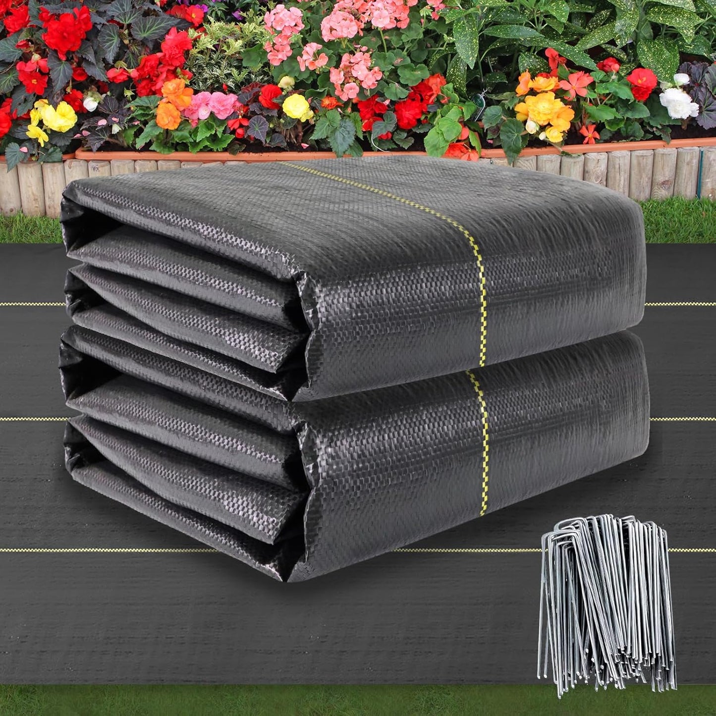 Shade&Beyond 4ftx300ft Weed Barrier Fabric 3.5oz Heavy Duty Landscape Fabric with Superior Permeability Weed Control, Garden Woven Ground Cloth with Staples