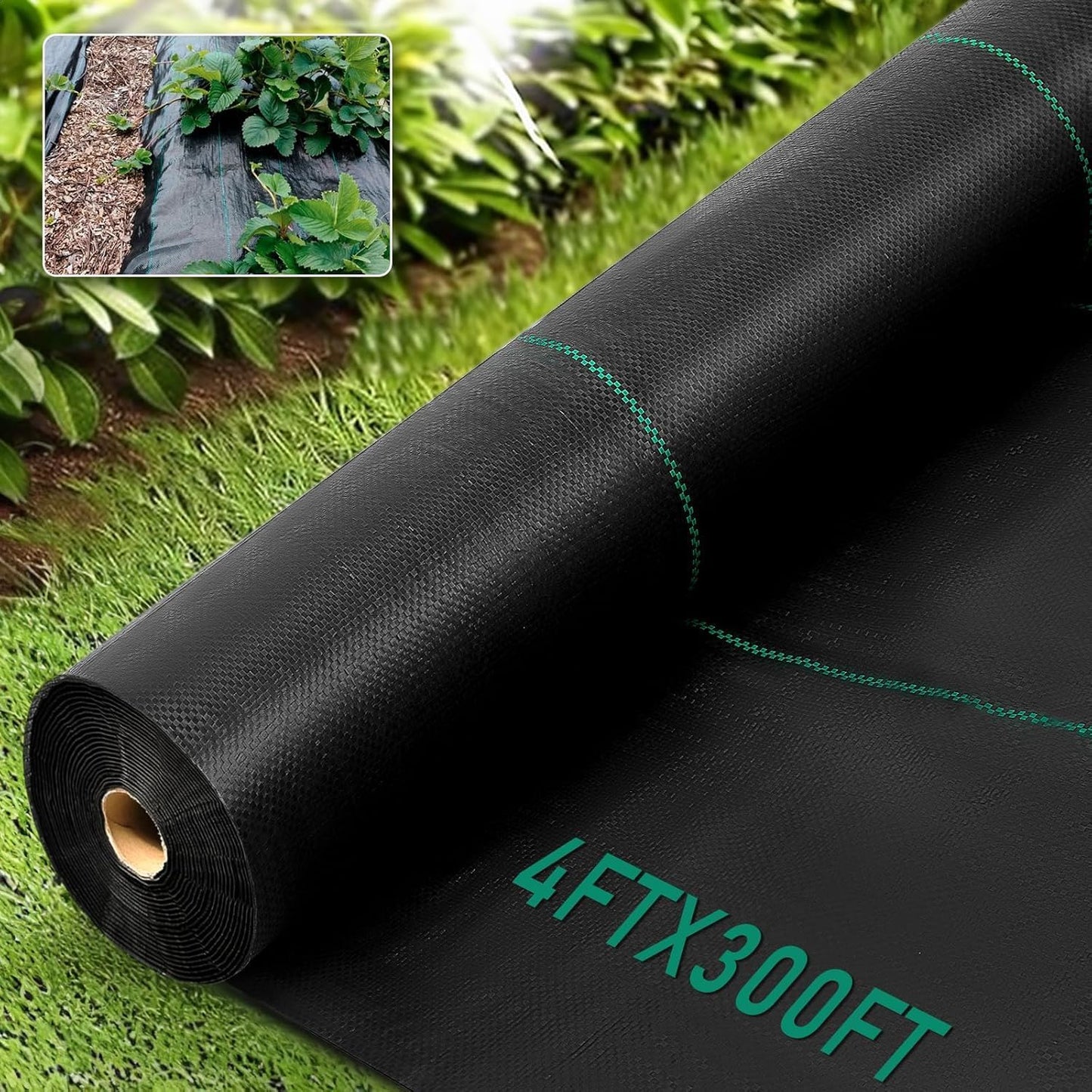 4Ft x 300Ft Weed Barrier Fabric Heavy Duty, Garden Fabric Weed Barrier, Weed Barrier Landscape Fabric, Ground Cover Weed Barrier for Landscaping Fabric, Garden Fabric by KAKO