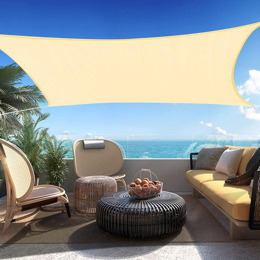 5' x 8' Beige Rectangle Sun Shade Sail SSP1212 Canopy Durable Fabric UV Block Awning,We Make Custom Orders